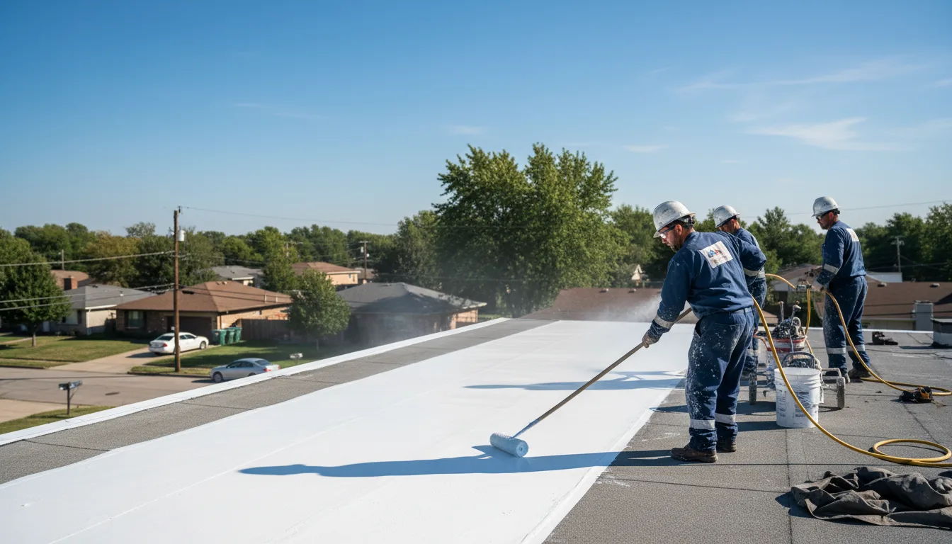 Commercial roof coating in Thompsons, TX near me